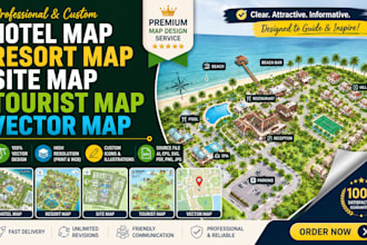 design hotel map, resort map, site map, tourist map and vector map