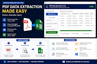 create a custom PDF data extraction exe tool for window