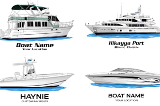 draw your boat, yacht, ship into awesome vector cartoon illustration