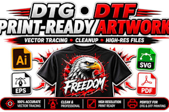 create dtg dtf ready print artwork and vectorize designs
