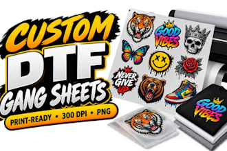 create custom dtf gang sheets ready for t shirt printing