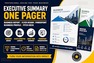create executive summary report flyer one pager investment business sales sheet