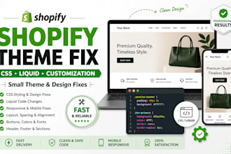 fix shopify theme issues, CSS, liquid and customization