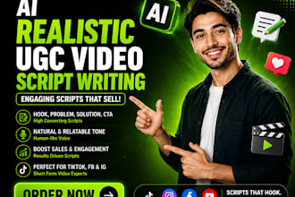 write engaging ai ugc video ad scripts for tiktok, reels and social media