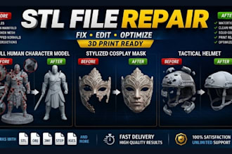repair, fix, modify, model and optimize stl file for 3d printing