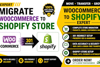 migrate woocommerce to shopify store 301 redirect woocommerce to shopify expert