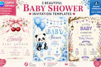 design a canva editable baby shower invitation