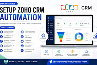 setup zoho crm automation, zoho book sites and zoho form mails