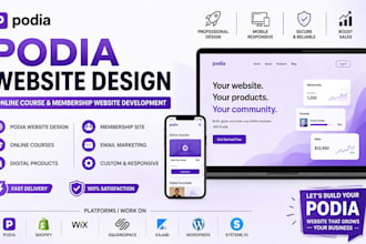 do podia website design podia online course membership website development