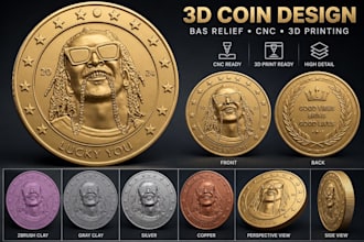 sculpt 3d coin model bas relief design medallion cnc relief 3d printing model st