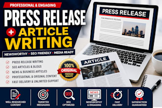 write press release SEO article PR distribution media business publication copy