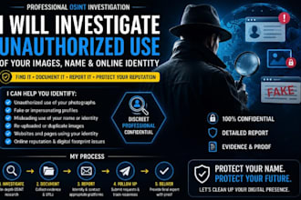investigate unauthorized use of your images, name and online identity