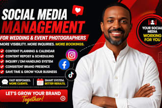 do social media management for wedding and event photographers content repost