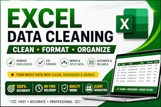 clean, format, merge, split and organize excel data