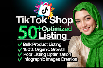 manage tiktok shop product listing, product uploading, seo listing optimization