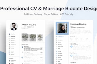 design professional marriage biodata and CV resume in canva