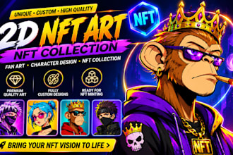 create unique 2d nft art nft collection nft character design fan art