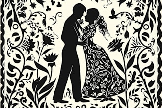 draw a vintage art illustration with linocut style