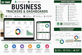 google sheets and excel business trackers dashboards