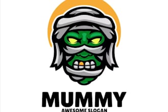 do spooky horror mascot mummy logo