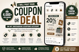 post your coupon code or deal on my instagram account