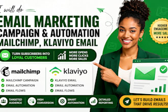 setup email automation, mailchimp campaign and klaviyo email flows