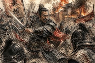 draw historical illustration in dramatic style