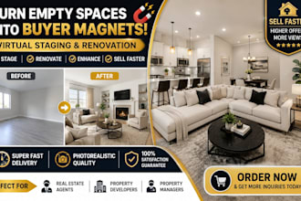 do realistic virtual staging and renovation for real estate photos