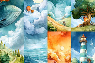 create watercolor children book traditional art