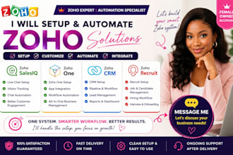 set up zoho CRM zoho one saleslq and recruit automation