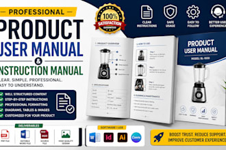 create a professional product user manual and instruction manual