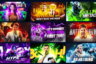 design youtube thumbnail, gaming banner and professional banner