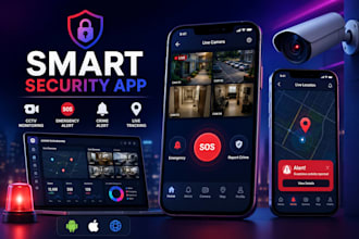 develop a secure cctv monitoring app, camera app, crime alert app, emergency app