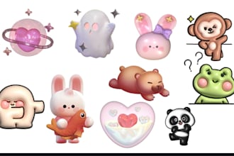 create cute digital stickers and posters for you