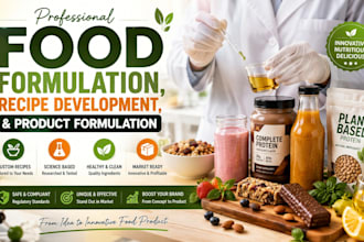 create food formulation, recipe development, and product formulation