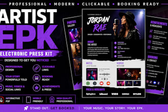artist epk electronic press kit musician media kit one sheet design for bookings