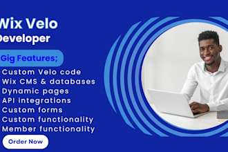 develop custom wix velo code, wix cms, wix apis, wix website functionality