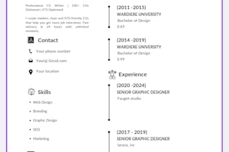 design professional CV resume and ats cover letter