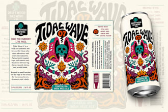 design premium label and packaging for wine whiskey bottle and beer juice can