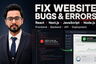 fix website bugs in react nextjs javascript and nodejs
