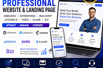 design unbounce getresponse mailchimp systemeio podia kajabi b12 website builder
