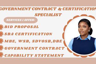 prepare government contract capability statement wosb mbe sdvosb dbe and 8a