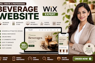 create a professional wix beverage website or beverages store with online menu