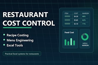 create restaurant food costing, menu engineering and excel tools