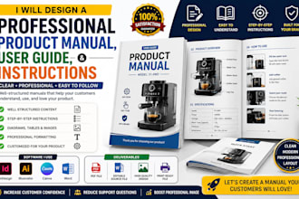 design a professional product manual, user guide, and instructions