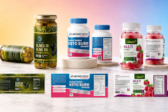 design supplement labels and packaging for vitamins, gummies, capsules, powders