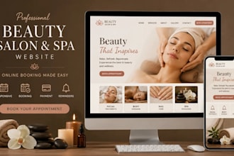 design a modern beauty salon website, spa, hair salon, cosmetic website booking