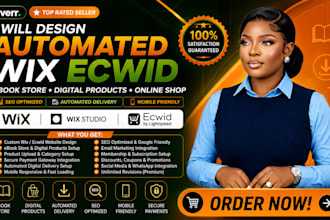 desig automated wix ecwid ebook store seo digital products website online shop