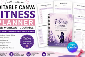 design fitness planner, habit tracker, meal prep planner, weight loss planner