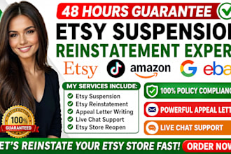 24hrs etsy reopen, etsy reinstatement, appeal letter live chat etsy suspension